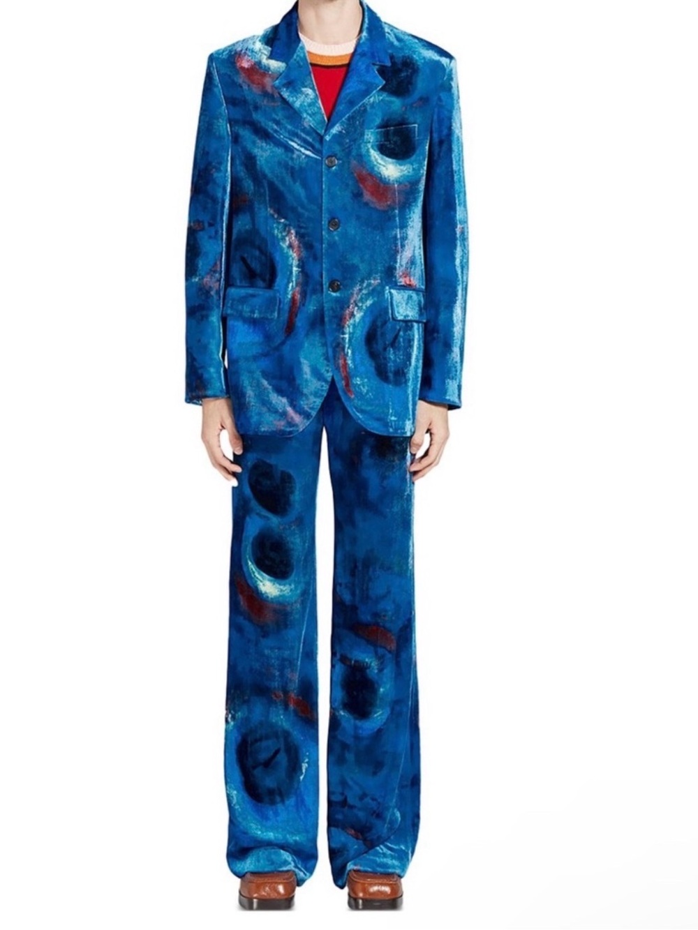Marni RUNWAY Buchi Blu Velvet Sport Coat Blazer, Size IT48/ M New w/Tag $3,500